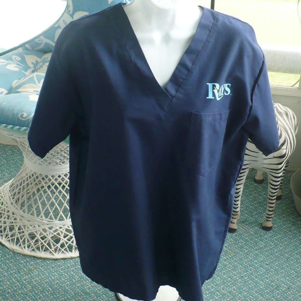 ❤️ Spectrum Tampa Bay Scrub Top Blue Uniform Size Medium